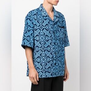 NWT Marine Serre Men’s Oriental Towel Print Short Sleeve Shirt, Size XL